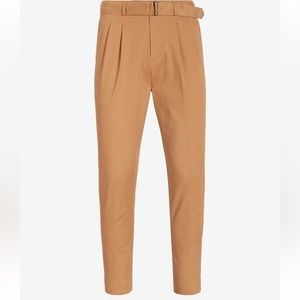 Slim Solid 4 Way Hyper Stretch Belted Suit Pant in Camel